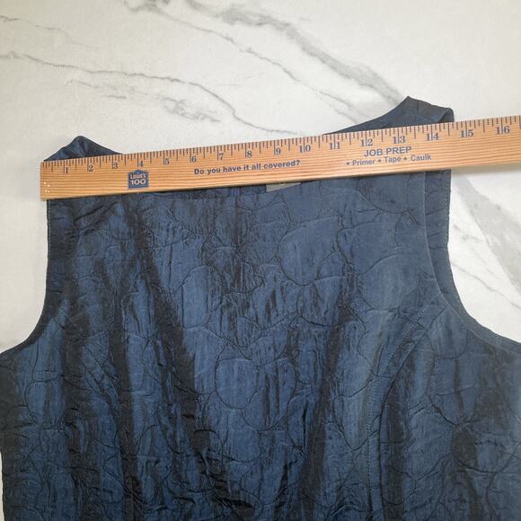 Taylor Navy Blue Sleeveless Textured Dress Sz 12 W/ Black Tie Waist Cocktail EUC - Picture 4 of 13